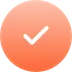 Orange circle with a white checkmark in the center.