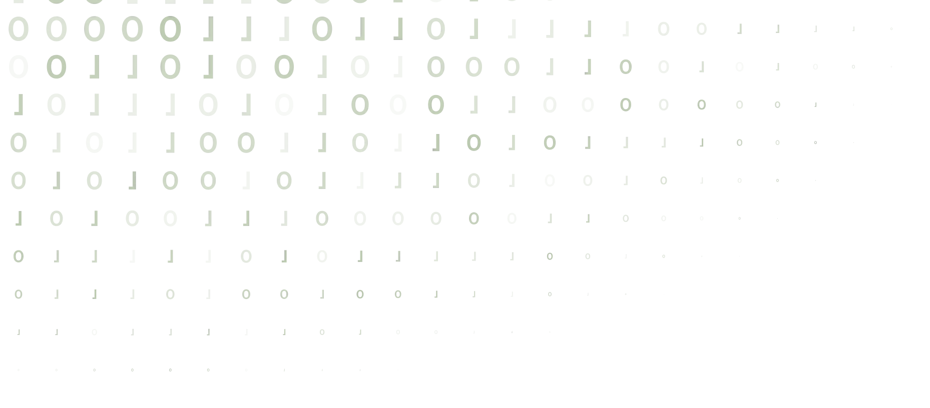 Black background with blue digital matrix dots arranged in rows and columns forming a grid.