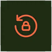 Orange unlocked padlock with a clockwise arrow around it on a dark blue background.