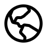 Black icon of the Western Hemisphere of Earth showing North and South America.