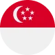 Flag of Singapore with red upper half featuring white crescent and five stars, white lower half.