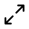 Two black arrows pointing diagonally outwards in opposite directions.