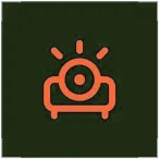 Orange car alarm icon on a dark blue background.
